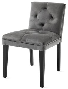 Casa Padrino sedia da pranzo di lusso in grigio scuro con gambe nere 50 x 59 x H. 79 cm - mobili da pranzo