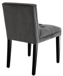 Casa Padrino chaise à manger de luxe en gris foncé avec des jambes noires 50 x 59 x H. 79 cm - mobilier de salle à manger
