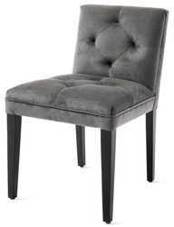 Casa Padrino chaise à manger de luxe en gris foncé avec des jambes noires 50 x 59 x H. 79 cm - mobilier de salle à manger