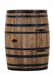 Casa Padrino Meuble Bar Cave à Vin Table de Bar en Bois de Manguier Massif - Tonneau de Vin - Hauteur 90 cm, Diamètre 70 cm