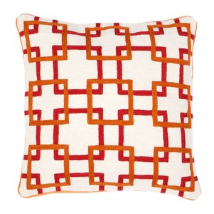 Casa Padrino coussin décoratif en blanc / orange / rouge 50 x H. 50 cm - Accessoires de salon de luxe