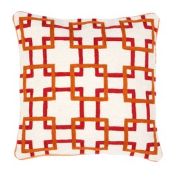 Casa Padrino cuscino decorativo in bianco / arancione / rosso 50 x H. 50 cm - Accessori da soggiorno di lusso