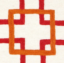 Casa Padrino cuscino decorativo in bianco / arancione / rosso 50 x H. 50 cm - Accessori da soggiorno di lusso