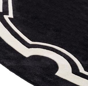 Casa Padrino Luxus Designer Teppich Schwarz / Weiß Durchmesser 280 cm - Limited Edition