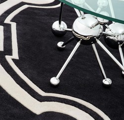 Casa Padrino Luxury Designer Carpet Black / White Diameter 280 cm - Limited Edition
