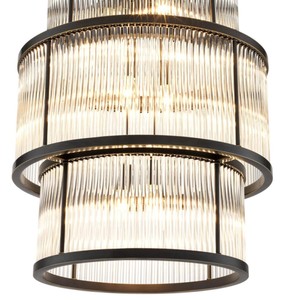 Casa Padrino Kronleuchter in bronze mit vintage Glas 55 x H. 78 cm - Luxus Wohnzimmermöbel