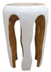 Casa Padrino Beistelltisch Weiß / Naturfarben 40 x H. 54,5 cm - Wohnzimmermöbel