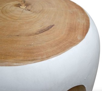 Casa Padrino Beistelltisch Weiß / Naturfarben 40 x H. 54,5 cm - Wohnzimmermöbel