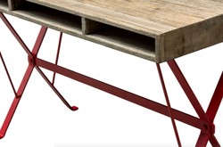 Casa Padrino designer desk with red powder coated legs 120 x 60 x H. 77 cm - designer office furniture