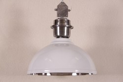 Casa Padrino Lampada a Sospensione Vintage Industriale, Luce in Metallo Epoxy Bianco, Diametro 52 cm