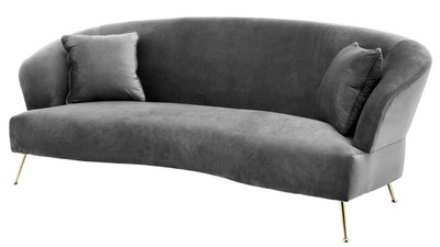 Casa Padrino Sofá Gris / Latón 230 x 100 x H. 87 cm - Sofá de Hotel de Lujo