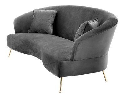 Casa Padrino Sofa Grau / Messing 230 x 100 x H. 87 cm - Luxus Hotel Sofa