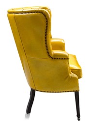 Casa Padrino Luxury Leather Chair Jaune / Noir 84 x 85 x H. 112 cm - Mobilier de Luxe