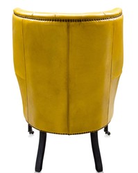 Casa Padrino Luxury Leather Chair Jaune / Noir 84 x 85 x H. 112 cm - Mobilier de Luxe