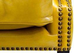 Casa Padrino Luxury Leather Chair Jaune / Noir 84 x 85 x H. 112 cm - Mobilier de Luxe