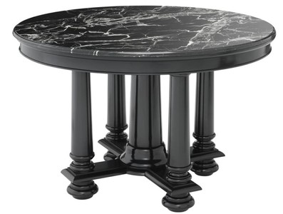 Casa Padrino table de salon d'hôtel de luxe en noir avec plaque en marbre noir 120,5 x H. 78 cm - qualité luxe