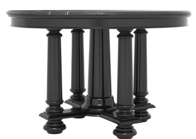 Casa Padrino Luxus Hotel Salon Tisch in schwarz mit schwarzer Marmorplatte 120,5 x H. 78 cm - Luxus Qualität