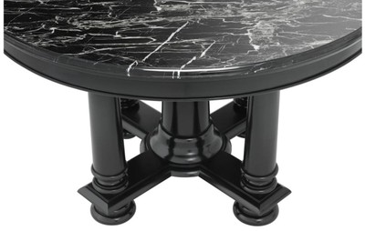 Casa Padrino Luxus Hotel Salon Tisch in schwarz mit schwarzer Marmorplatte 120,5 x H. 78 cm - Luxus Qualität