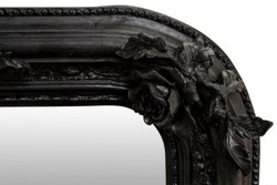Casa Padrino Antique Style Wall Mirror Black 142 x H. 100 cm - Baroque Furniture