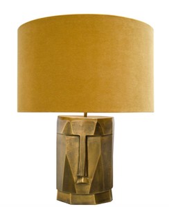 Casa Padrino lampe de table de luxe en laiton antique avec abat-jour de couleur ocre 60,5 x H. 75 cm - Lampes de Restaurant de l'hôtel