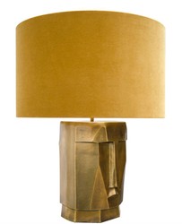 Casa Padrino lampe de table de luxe en laiton antique avec abat-jour de couleur ocre 60,5 x H. 75 cm - Lampes de Restaurant de l'hôtel