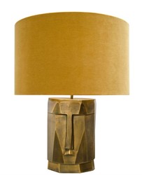 Casa Padrino lampe de table de luxe en laiton antique avec abat-jour de couleur ocre 60,5 x H. 75 cm - Lampes de Restaurant de l'hôtel
