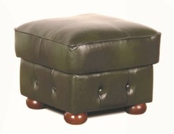 Casa Padrino Chesterfield tabouret en cuir véritable vert foncé 50 x 50 x H. 54 cm - Meubles de Salon