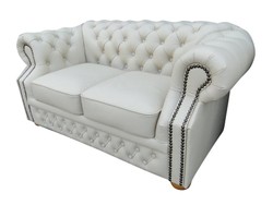 Casa Padrino divano a due posti vera pelle bianco 160 x 90 x H. 78 cm - Mobili Chesterfield Casa Padrino divano a due posti vera pelle bianco 160 x 90 x H. 78 cm - Mobili Chesterfield