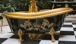 Pompöös by Casa Padrino baño de lujo de lujo independiente de Harald Glööckler negro / oro / oro 1695mm con patas de león dorado Pompöös by Casa Padrino baño de lujo de lujo independiente de Harald Glööckler negro / oro / oro 1695mm con patas de león dorado