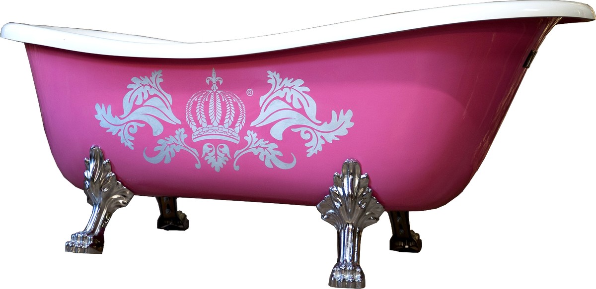 Pompöös by Casa Padrino luxury bath deluxe freestanding by Harald Glööckler pink / silver / white 1470mm with silver lion feets Pompöös by Casa Padrino luxury bath deluxe freestanding by Harald Glööckler pink / silver / white 1470mm with silver lion feets