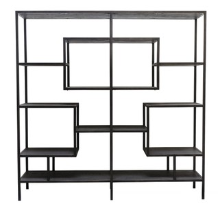 Casa Padrino Designer Regalschrank Schwarz 160 x 40 x H. 160 cm - Luxus Wohnzimmerschrank