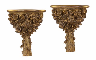 Luxus Hotel Wandkonsolen Set Casa Padrino Barock Wandkonsolen Set B.32,7 x H. 40 x L.17 Antik Gold / Grün - Designer Hotel Möbel