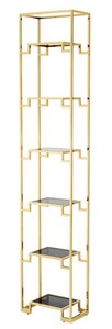 Casa Padrino armario de estantería dorado / negro 45,5 x 25,5 x H. 221 cm - Mueble de Sala de Estar de Lujo