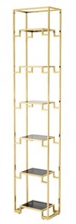 Casa Padrino armario de estantería dorado / negro 45,5 x 25,5 x H. 221 cm - Mueble de Sala de Estar de Lujo