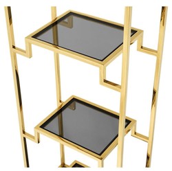 Casa Padrino armario de estantería dorado / negro 45,5 x 25,5 x H. 221 cm - Mueble de Sala de Estar de Lujo