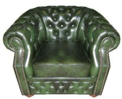 Casa Padrino poltrona in vera pelle verde scuro 120 x 90 x H. 80 cm - Poltrona Chesterfield Casa Padrino poltrona in vera pelle verde scuro 120 x 90 x H. 80 cm - Poltrona Chesterfield