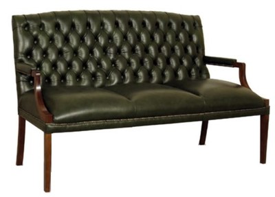 Casa Padrino Chesterfield panca 3 posti con braccioli verde scuro / marrone scuro 180 x 60 x H. 100 cm - Mobili in Vera Pelle