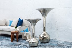 Vaso da fiori barocco stile antico di Casa Padrino in alluminio grezzo 90 cm - Vaso per piante - Decorazione hotel - Vaso portafiori con fiori Vaso da fiori barocco stile antico di Casa Padrino in alluminio grezzo 90 cm - Vaso per piante - Decorazione hotel - Vaso portafiori con fiori