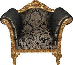 Fauteuil Baroque Casa Padrino Modèle Noir / Meubles d'Or Antique - Fauteuil Club de Salon - Édition Limitée Fauteuil Baroque Casa Padrino Modèle Noir / Meubles d'Or Antique - Fauteuil Club de Salon - Édition Limitée
