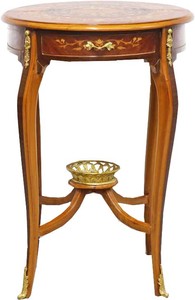 Casa Padrino Barock Beistelltisch mit Schubladen Mahagoni Intarsien 60 x 76 cm - Antik Stil Beistelltisch