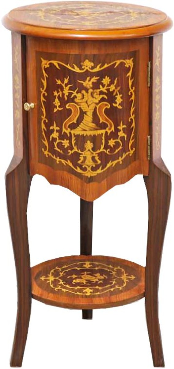 Casa Padrino Baroque side table with drawers Brown inlaid 80 x 40 cm - Antique style side table - Telephone table - Furniture Casa Padrino Baroque side table with drawers Brown inlaid 80 x 40 cm - Antique style side table - Telephone table - Furniture