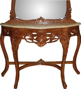 Casa Padrino Barock Spiegelkonsole Braun mit Marmorplatte - Limited Edition