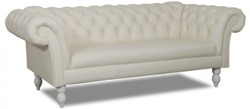 Casa Padrino canapé de luxe 3 places cuir véritable blanc 210 x 90 x H. 80 cm - Meubles de Salon Design Chesterfield