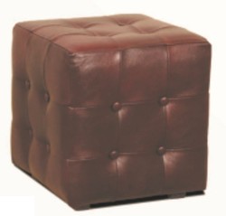 Casa Padrino Chesterfield Genuine Leather Stool 40 x 40 x H. 42 cm - Luxury Furniture