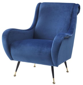 Casa Padrino poltrona di lusso da salotto hotel blu 80 x 90 x H. 88 cm - Arredo Hotel