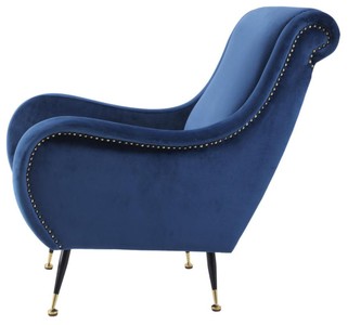 Casa Padrino Luxus Hotel Salon Sessel Blau 80 x 90 x H. 88 cm - Hotel Möbel