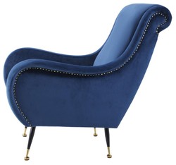 Casa Padrino poltrona di lusso da salotto hotel blu 80 x 90 x H. 88 cm - Arredo Hotel