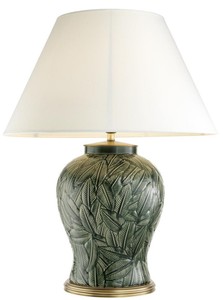 Casa Padrino luxe lampe de table en céramique vert / laiton antique - Meubles de Salon