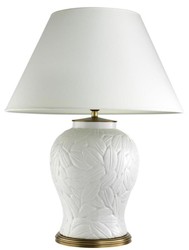 Casa Padrino lampada da tavolo di lusso ceramica bianco / ottone anticato - Mobili per Soggiorno