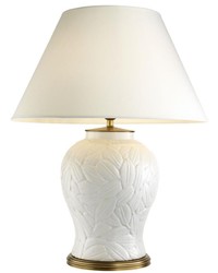 Casa Padrino lampada da tavolo di lusso ceramica bianco / ottone anticato - Mobili per Soggiorno